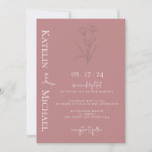 Mauveモダンの結婚写真 招待状 (正面)