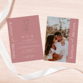 Mauveモダンの結婚写真 招待状