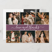 MauveモダンタイポグラフィPhoto Collage サンキューカード (正面/裏面)