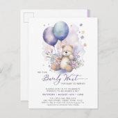 Mauve我々は美しい女の子の赤ちゃんシャワーを待つことができる インビテーションポストカード (正面/裏面)