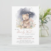 Mauve我々は美しい女の子の赤ちゃんシャワーを待つことができる 招待状 (スタンド正面)