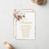 Mauve花模様Luxe金ゴールドエッジのシーティング割り当て ノートカード (正面/裏面インサイチュ)