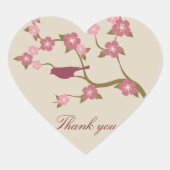 Mauve花鳥ありがとうハートシール灰色 ハートシール (正面)