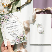 Mauve薄紫フローラジオメトモダンリ結婚の 招待状