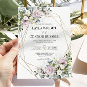 Mauve薄紫フローラジオメトモダンリ結婚の 招待状