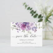 Mauve薄紫紫フローラ水の色日付を保存 案内ポストカード (スタンド正面)