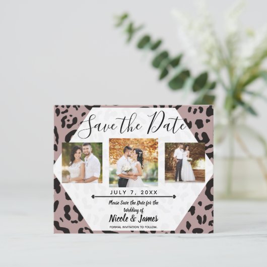 Mauve赤面ピンクチータヒョウ日付を保存 (スタンド正面)