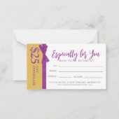 Mauve金ゴールド弓ビジネスギフト$25ギフト証明書 ノートカード (正面)