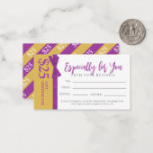 Mauve金ゴールド弓ビジネスギフト$25ギフト証明書 ノートカード (正面/裏面インサイチュ)