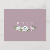 Mauve かわいらしフローラウェディングRSVP曲リクエスト インビテーションポストカード (正面)