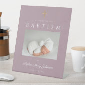 Mauve エレガント Cross Photo Boy Baptism Welcome 台座サイン (インサイチュ)
