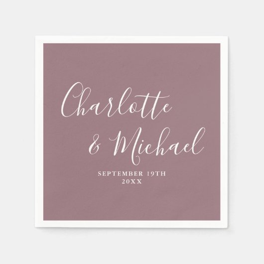 Mauve エレガント Signature Script結婚's スタンダードカクテルナプキン (正面)