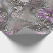Mauve、エレガントGrey、およびアイボリーフローラとビーズ ラッピングペーパー (角)