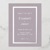  Mauve  シンプルな結婚式のSave The Date シルバー   箔招待状ポストカード (正面)