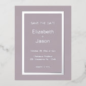 Mauve シンプルな結婚式 Save The Date シルバー 箔招待状ポストカード (正面)