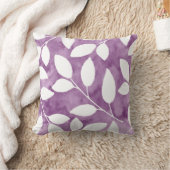 Mauve，ホワイトウォーター色の抽象芸術葉 クッション (ブランケット)