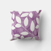 Mauve，ホワイトウォーター色の抽象芸術葉 クッション (裏面)