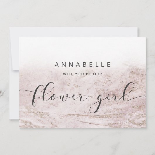 Mauve モダン Flower Girl Proposal Cardのビー (正面)