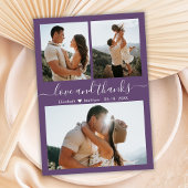 Mauve 感謝してい 3 Photo Collage結婚's Thank You ポストカード