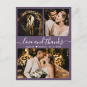 Mauve 感謝してい Photo Collage結婚's Thank You ポストカード (正面)