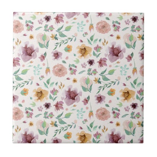 Mauve、赤面、金ゴールドフローラカスタムの色 タイル (正面)