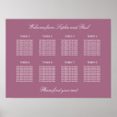 Mauve 8 Table Wedding Seating Chart Poster ポスター (正面)