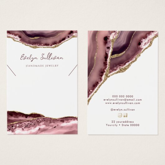 Mauve agateネックレス表示カード (正面&裏面)