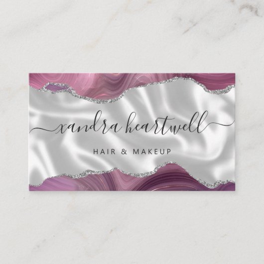 Mauve Agate Silver Glam Stylist Appointment 名刺 (正面)