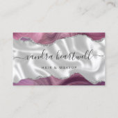 Mauve Agate Silver Glitter Luxury Stylist 名刺 (正面)