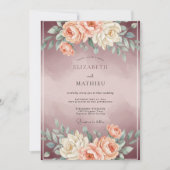 Mauve Alluring Romantic Wedding 招待状 (正面)