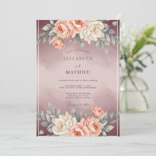 Mauve Alluring Romantic Wedding 招待状 (スタンド正面)