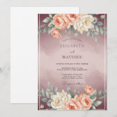 Mauve Alluring Romantic Wedding 招待状 (正面/裏面)