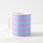 Mauve and Coastal Mist Plaid コーヒーマグカップ (正面左)