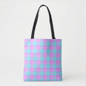 Mauve and Coastal Mist Plaid トートバッグ (正面)