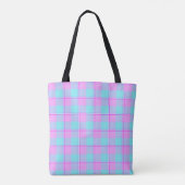 Mauve and Coastal Mist Plaid トートバッグ (裏面)