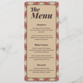 Mauve and Terracotta Art Deco Wedding Menu Card メニュー