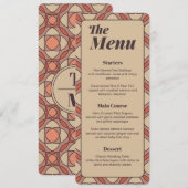 Mauve and Terracotta Art Deco Wedding Menu Card メニュー (正面/裏面)