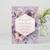 Mauve Aquarelle Bloom Wedding 招待状 (スタンド正面)