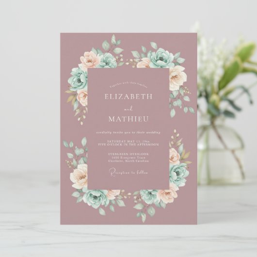 Mauve Artistic Spring Wedding 招待状 (スタンド正面)