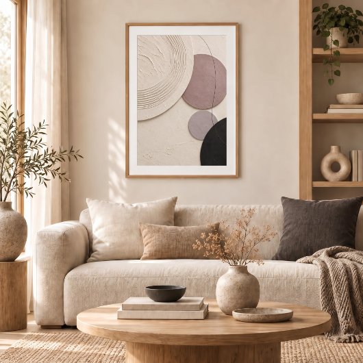 Mauve Balance | Minimal Abstract Plaster Art Print ポスター