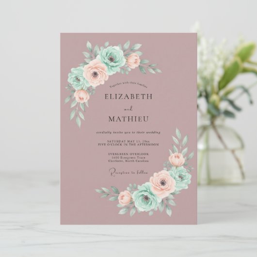 Mauve Blissful Spring Wedding 招待状 (スタンド正面)