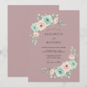 Mauve Blissful Spring Wedding 招待状 (正面/裏面)