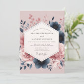 Mauve Bloom Botanical Romance Wedding 招待状 (スタンド正面)