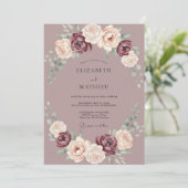 Mauve Blossom Flourish Wedding 招待状 (スタンド正面)