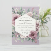 Mauve Blossom Romance Wedding 招待状 (スタンド正面)