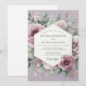 Mauve Blossom Romance Wedding 招待状 (正面/裏面)