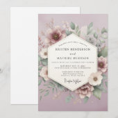 Mauve Blossom Romantic Wedding 招待状 (正面/裏面)