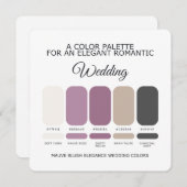 Mauve Blush Wedding Color Palette Card 招待状 (正面/裏面)