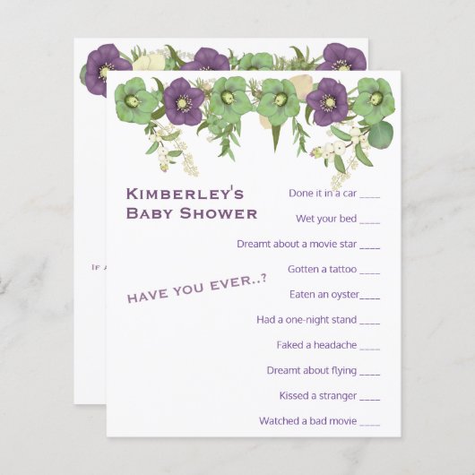 Mauve Bohoフローラで最も楽しいゲームシャワー活動 (正面/裏面)