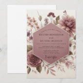 Mauve Botanical Bloom Wedding 招待状 (正面/裏面)